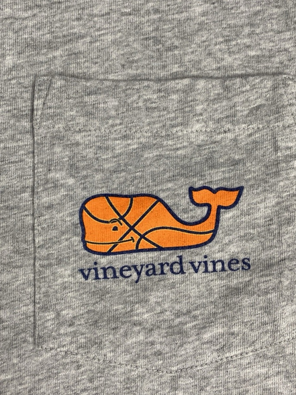 Vineyard Vines Long Sleeve Basketball Grey Pocket Tee